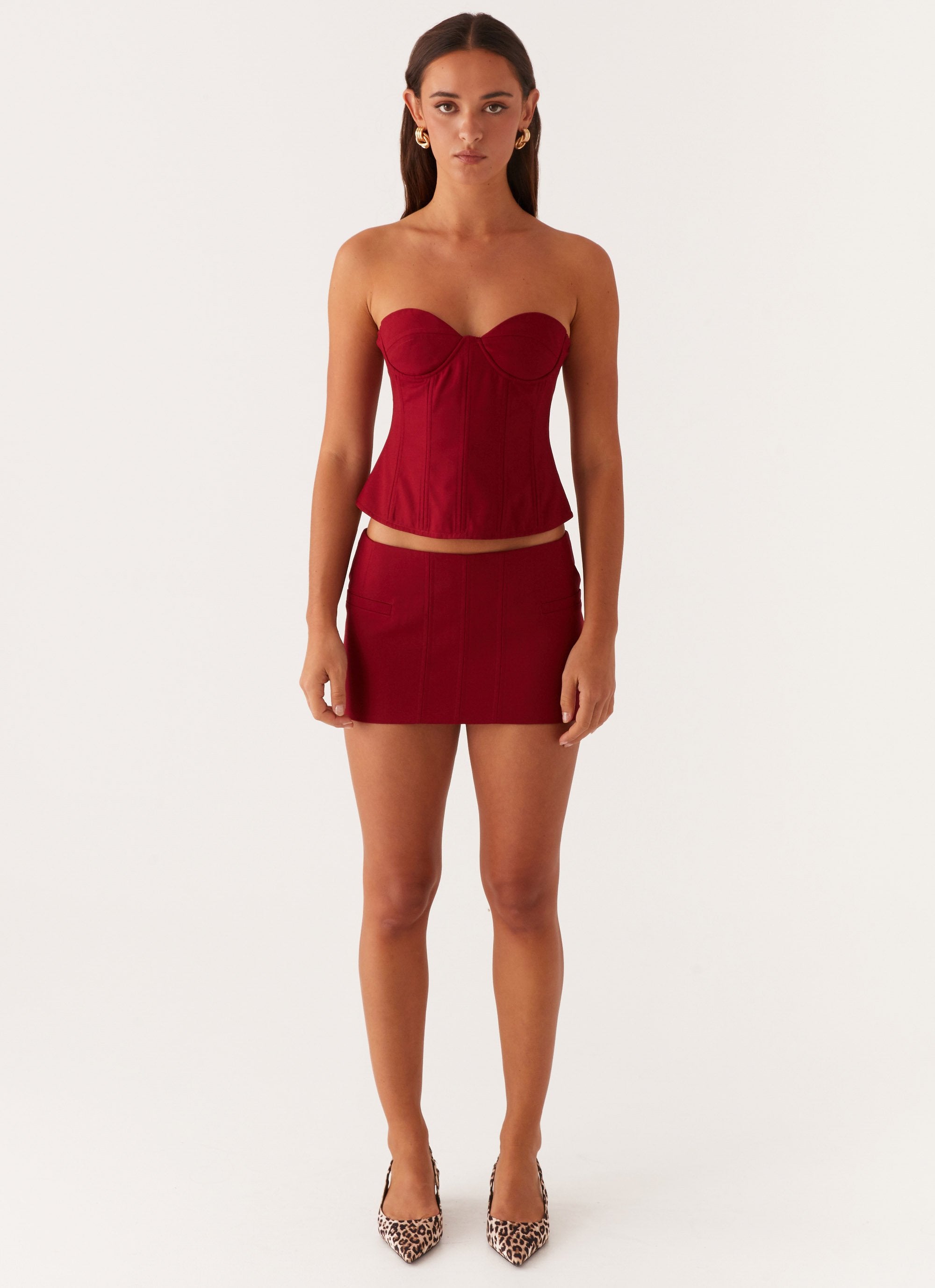 Armelle Micro Mini Skirt - Maroon – Peppermayo