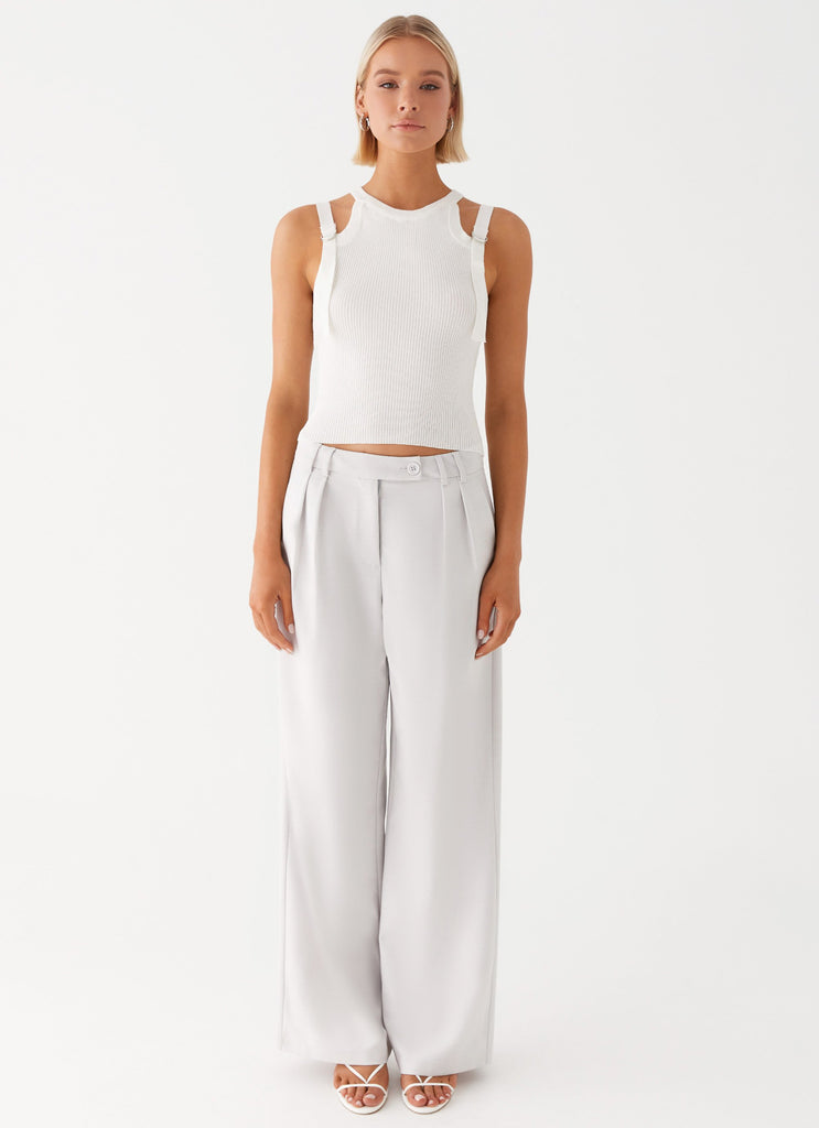 Womens Asha Low Rise Pants in the colour Ivory in front of a light grey background