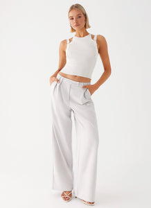Womens Asha Low Rise Pants in the colour Ivory in front of a light grey background