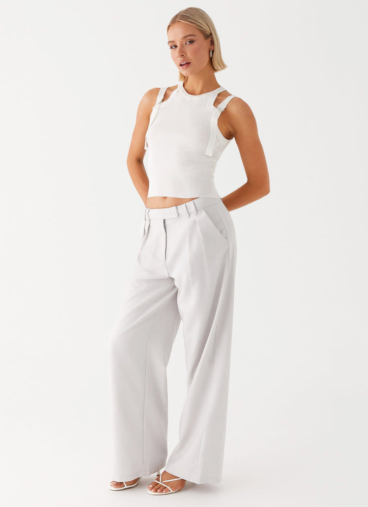 Womens Asha Low Rise Pants in the colour Ivory in front of a light grey background