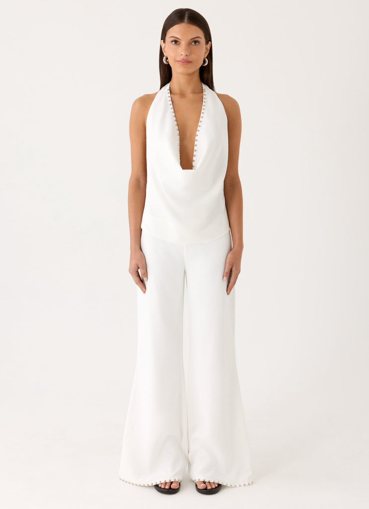 Ashika Studded Pants - White