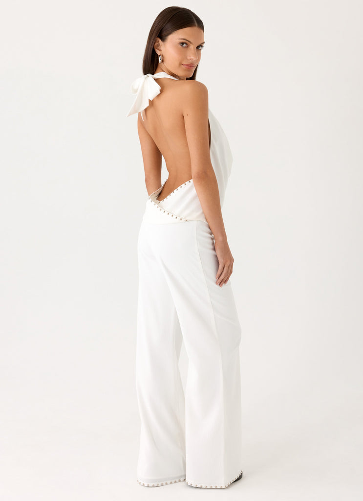 Ashika Studded Pants - White