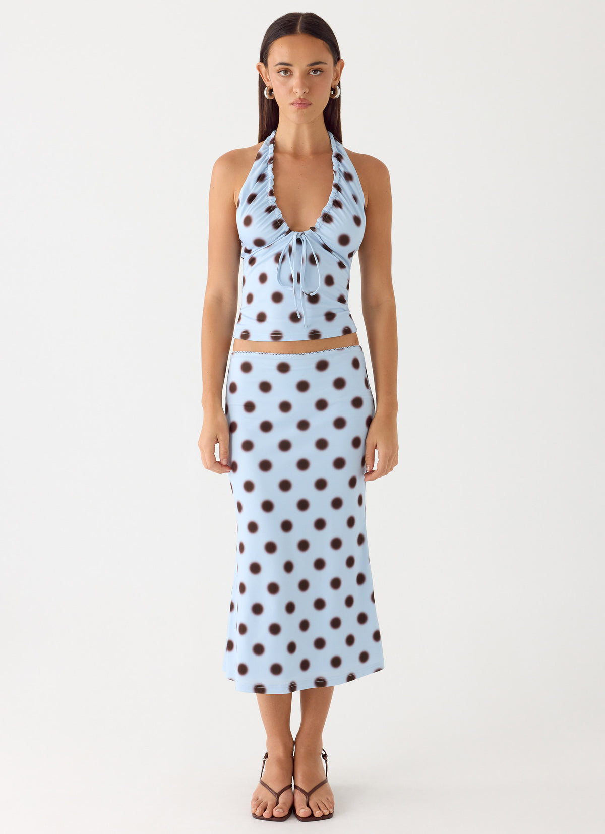 Ask You Twice Top - Blue Mocha Dot
