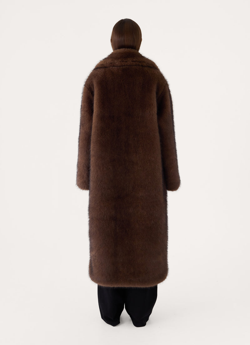 Aspen Avenue Faux Fur Coat - Chocolate