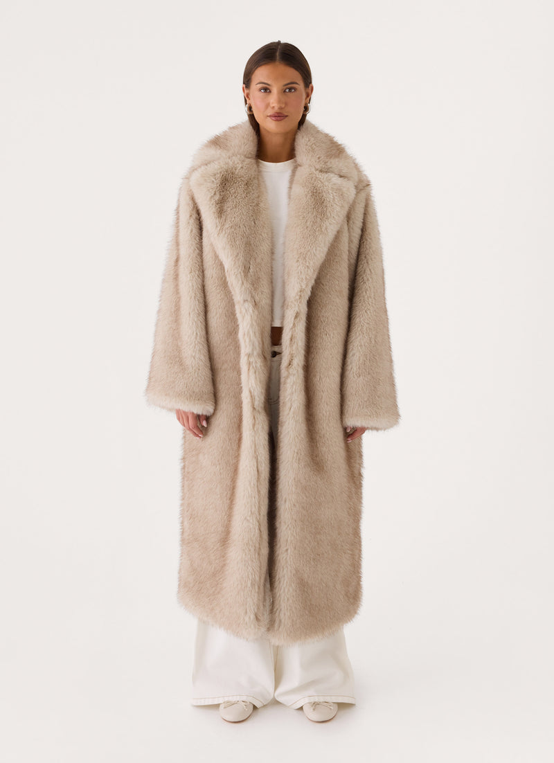 Aspen Avenue Faux Fur Coat - Natural