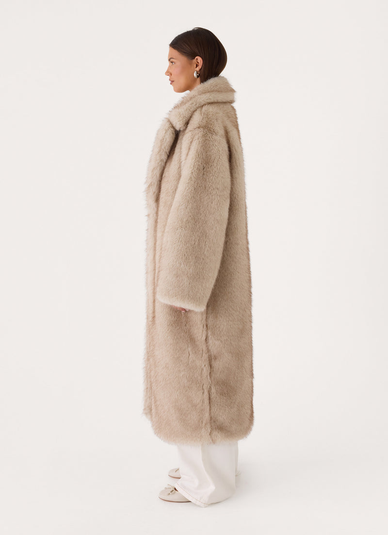 Aspen Avenue Faux Fur Coat - Natural