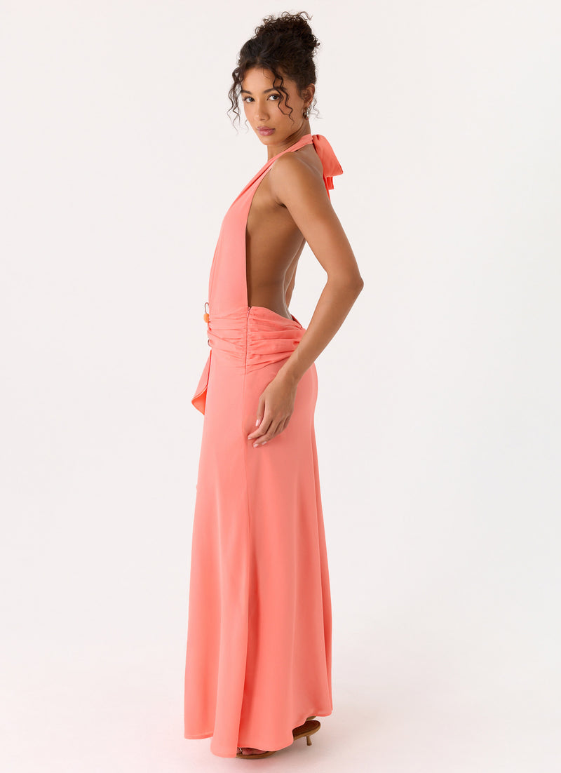 Attina Halter Maxi Dress - Coral