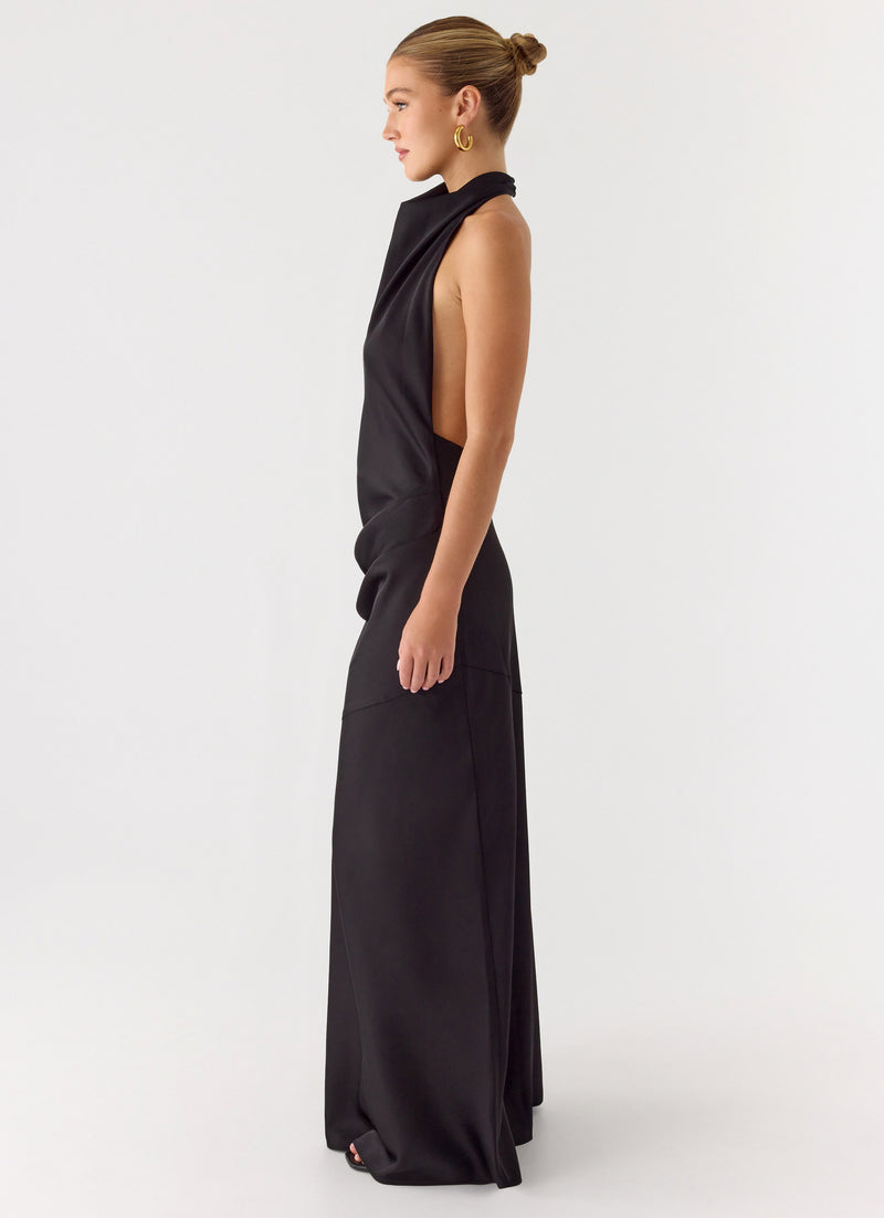 Back To Life Halter Maxi Dress - Black