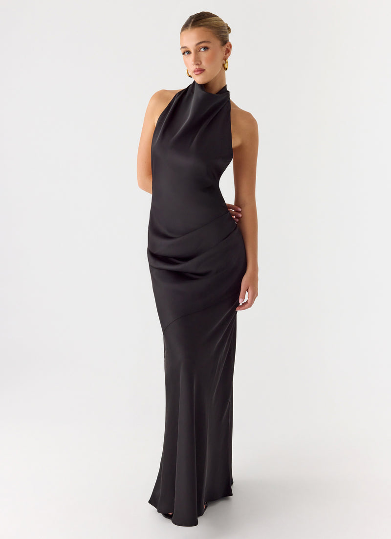 Back To Life Halter Maxi Dress - Black