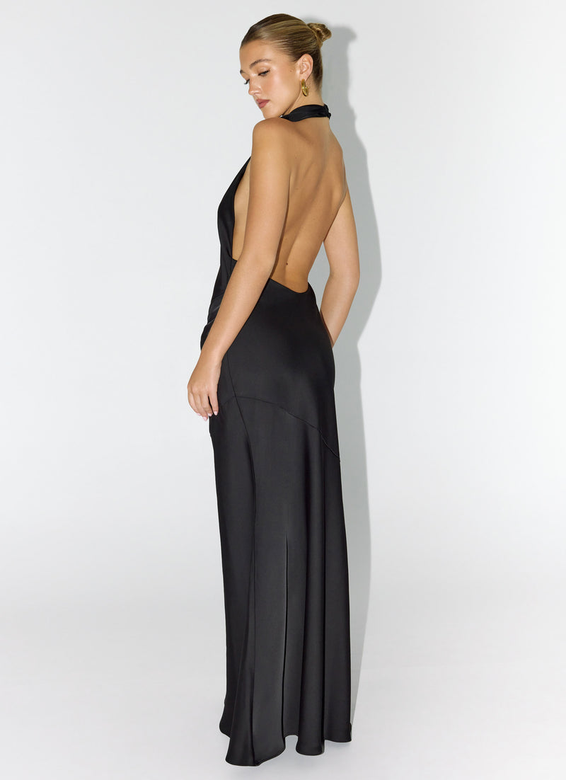 Back To Life Halter Maxi Dress - Black