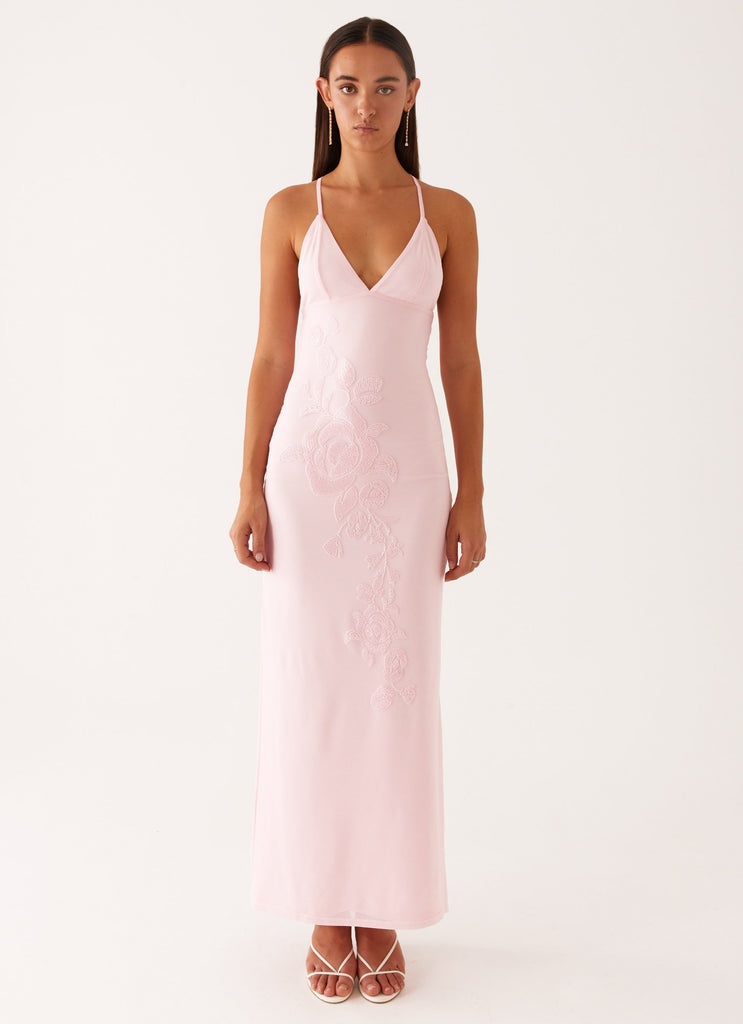 Beki Beaded Mesh Maxi Dress - Pink