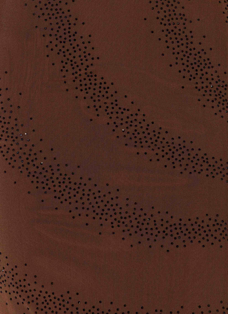 Belisse Beaded Mesh Maxi Dress - Chocolate