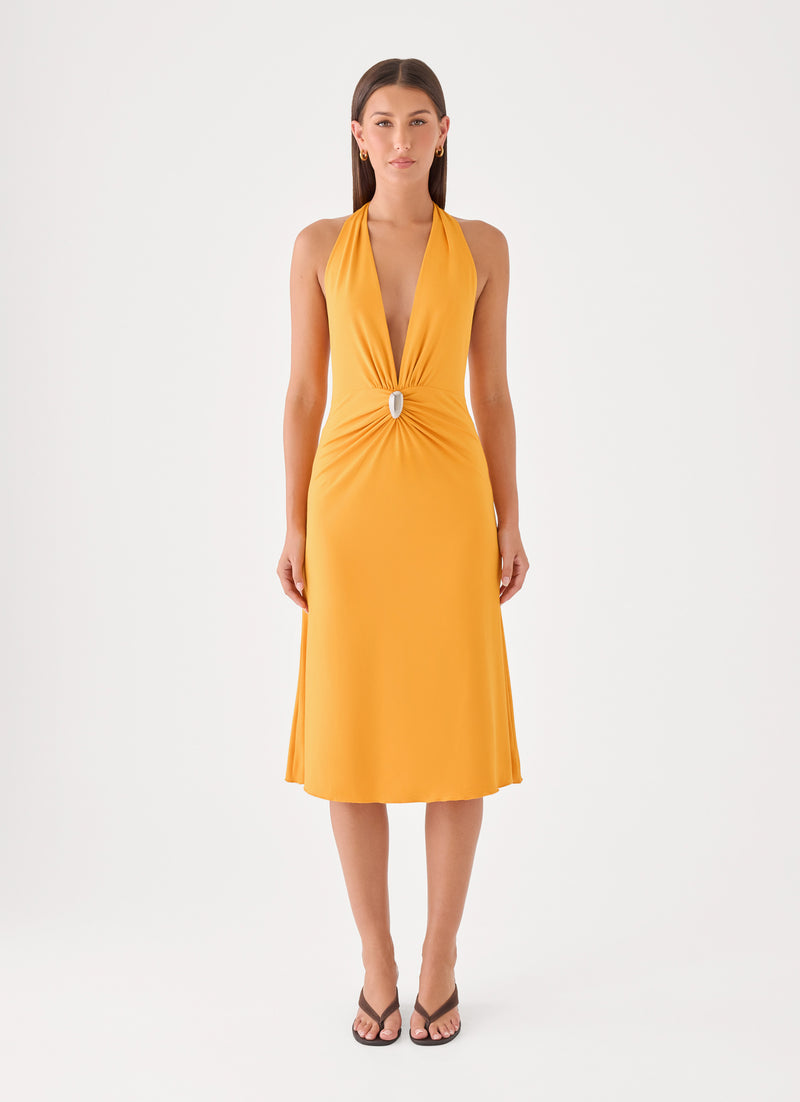 Bellara Halter Midi Dress - Saffron