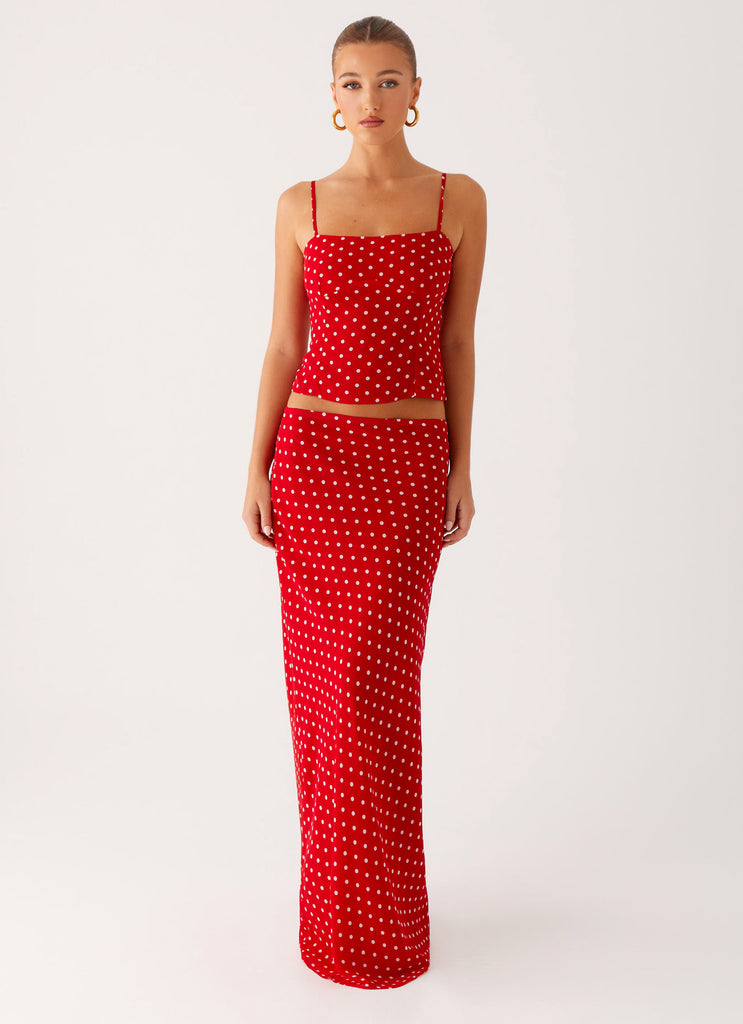 Long Skirt Red Polka Dot Skirt And Top Sun-imperial Women Maxi