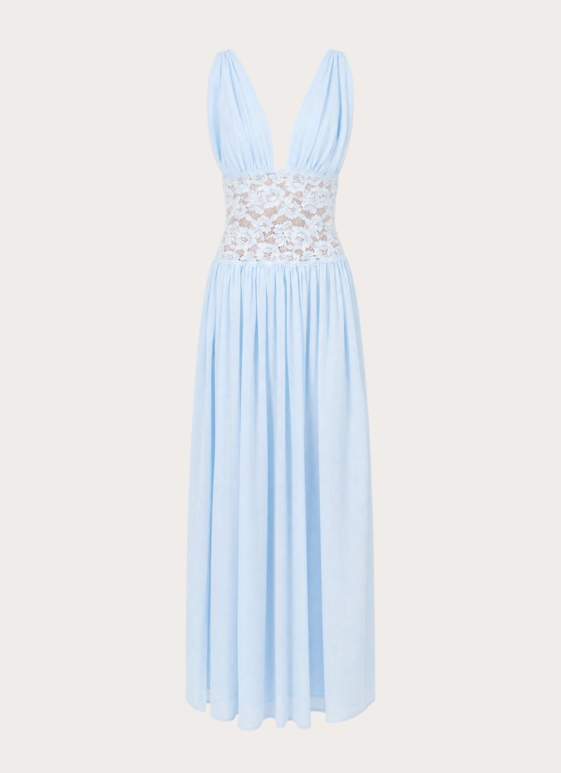 Berdine Lace Maxi Dress - Blue