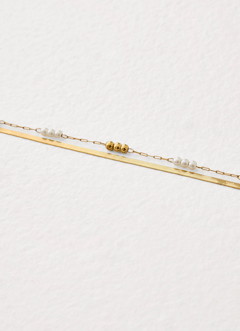 Better Together Bracelets - Gold Pearl