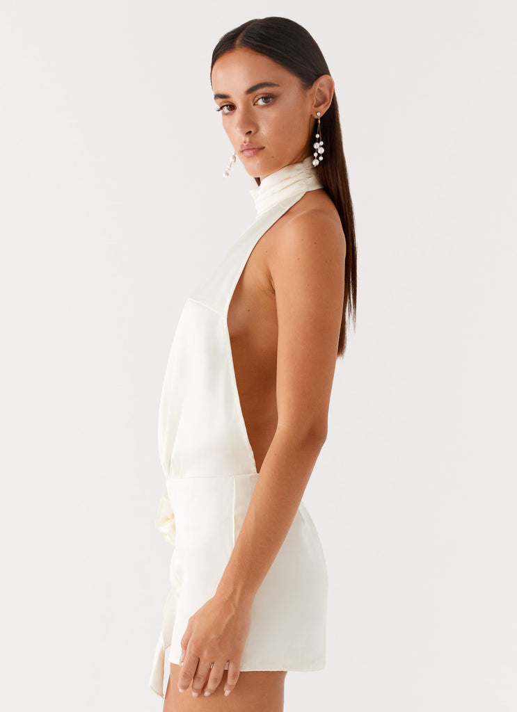 Birdie Halterneck Mini Dress - Ivory Peppermayo Birdie Halterneck Mini Dress - Ivory Peppermayo