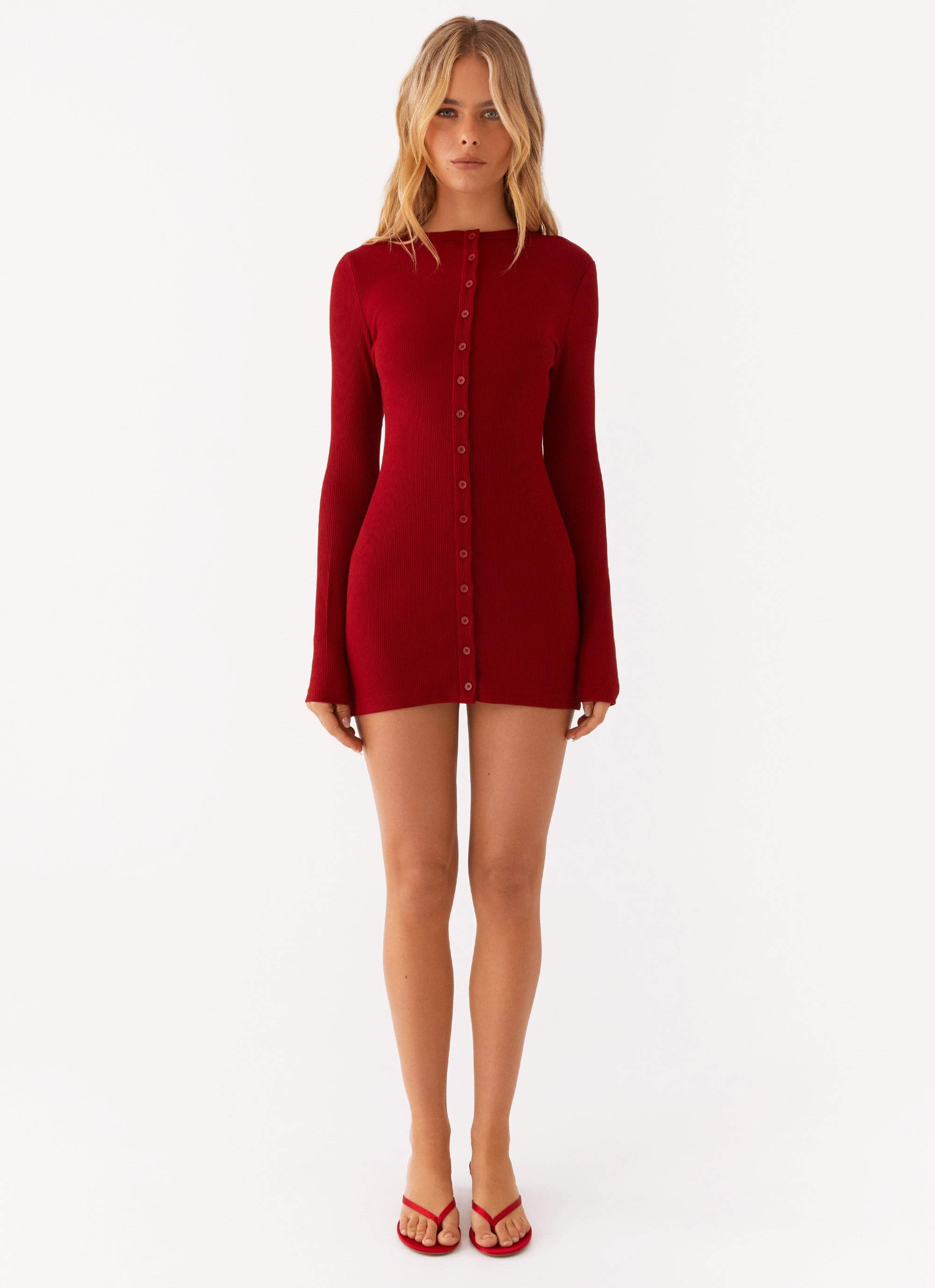 Blair Long Sleeve Mini Dress Red Peppermayo