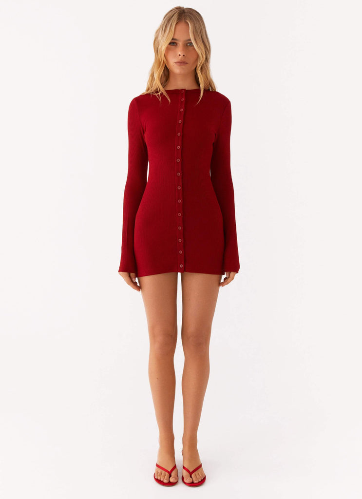 Blair Long Sleeve Mini Dress - Red