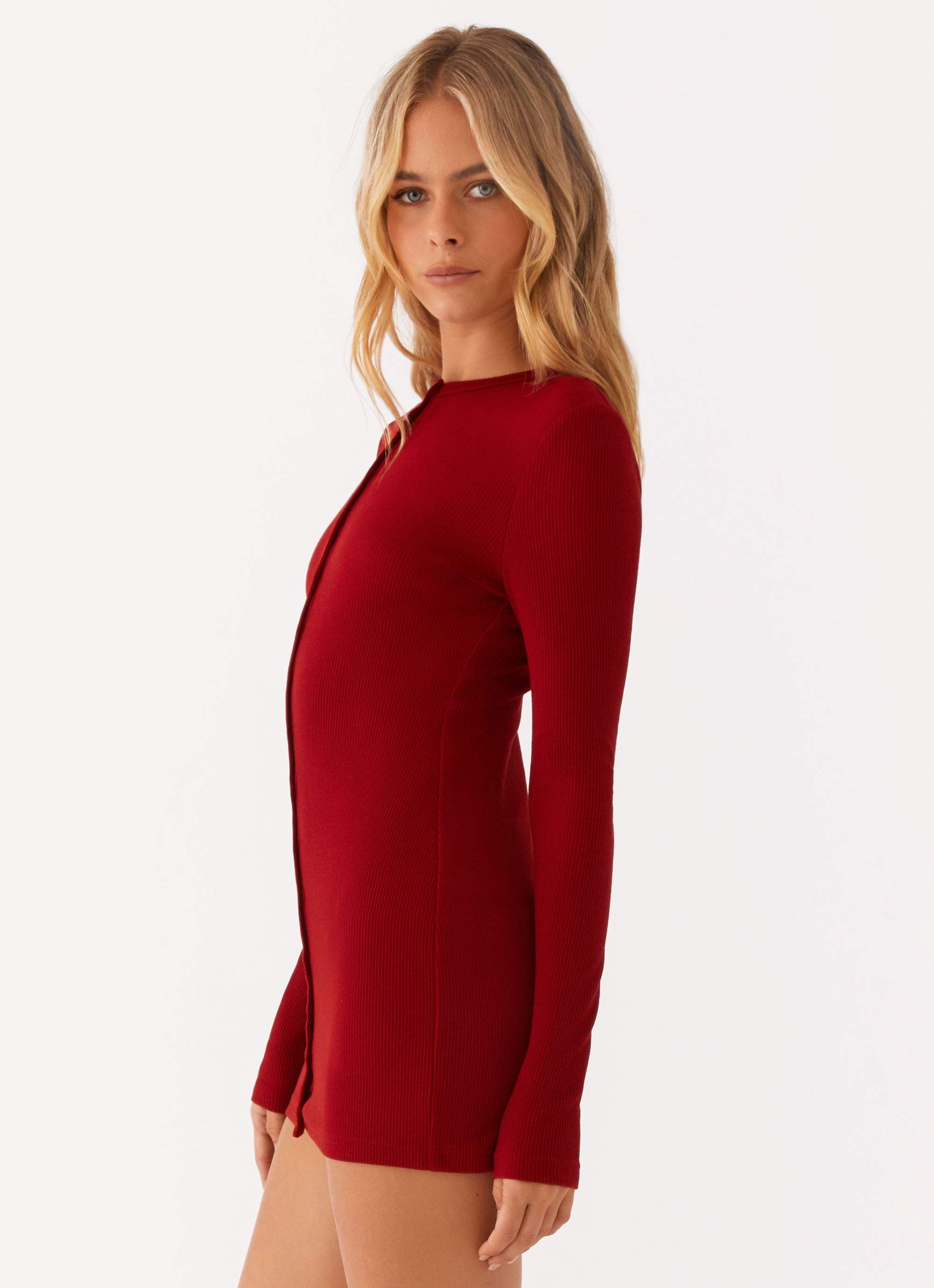 Blair Long Sleeve Mini Dress Red Peppermayo