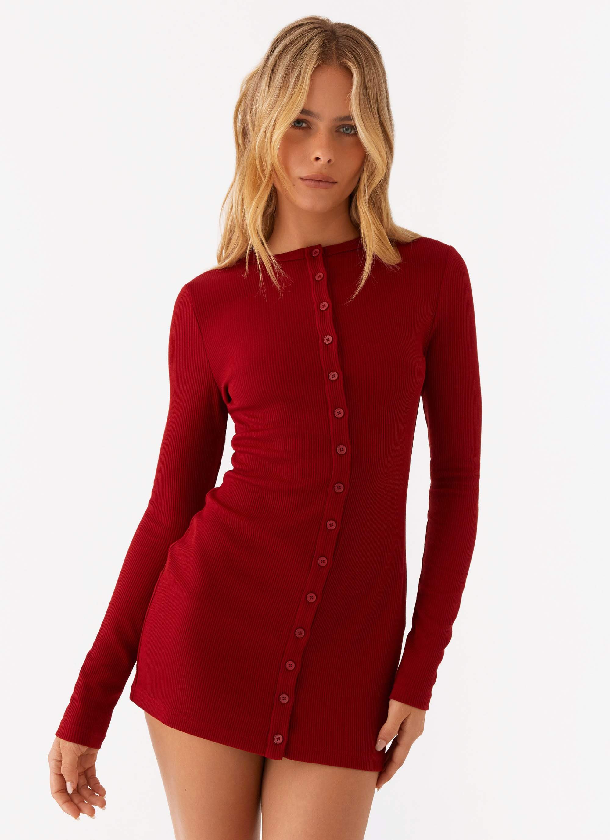 Blair Long Sleeve Mini Dress Red Peppermayo