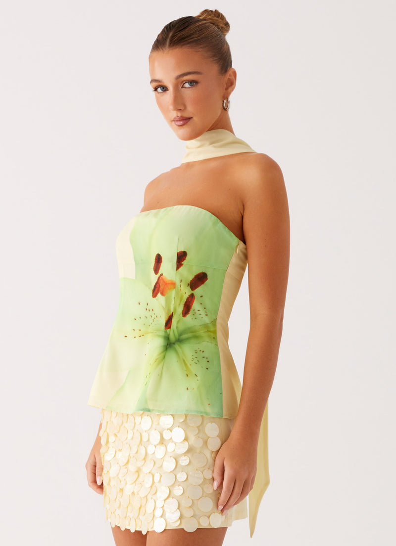 Blaise Scarf Top - Yellow Floral