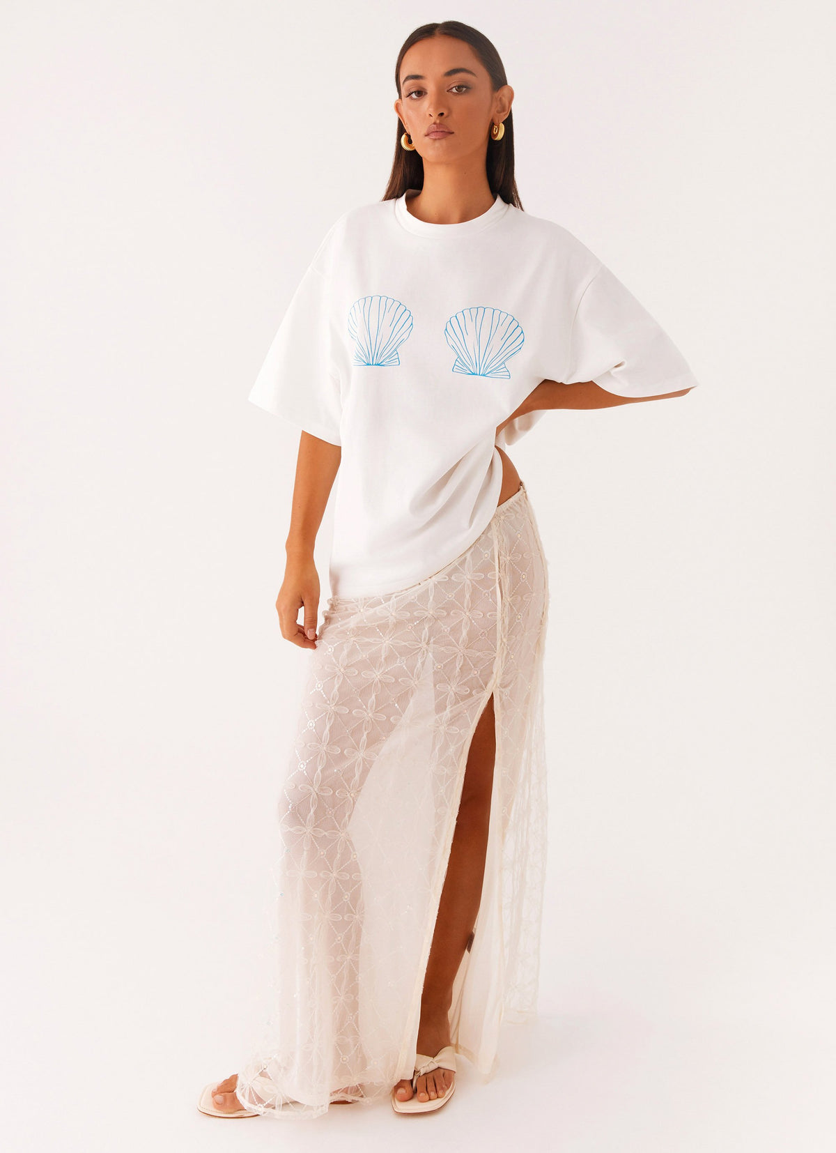 Born to Have Fun Oversized Graphic Tee - Blue Shell