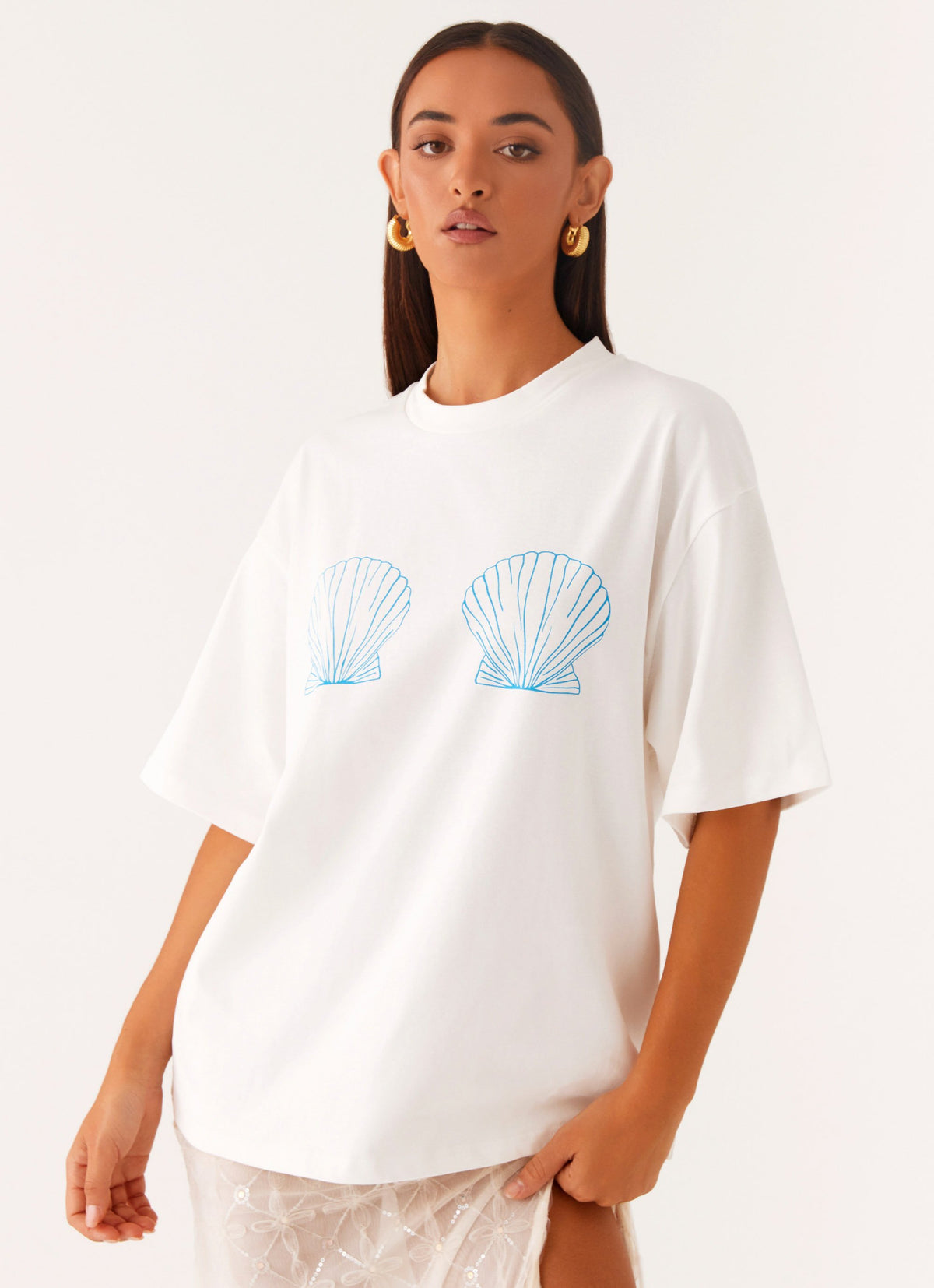 Born to Have Fun Oversized Graphic Tee - Blue Shell