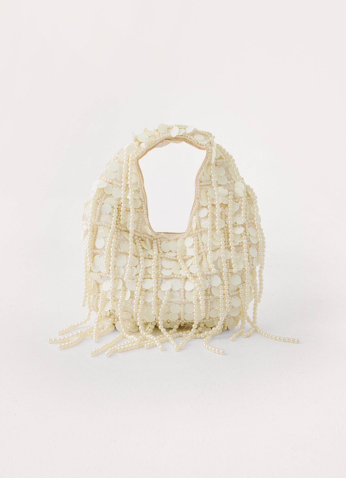 Brae Beaded Handbag - Cream