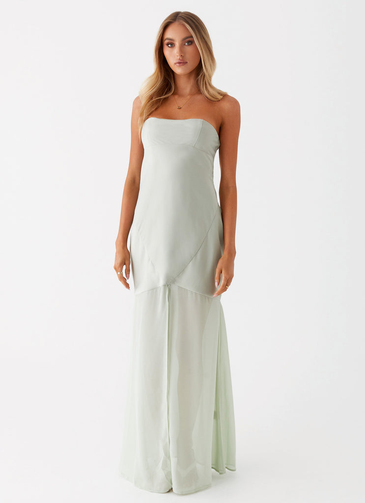 Womens Brea Maxi Dress in the colour Sage in front of a light grey background