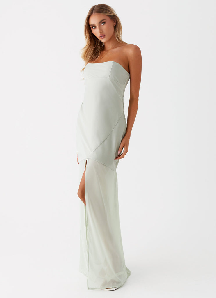 Womens Brea Maxi Dress in the colour Sage in front of a light grey background