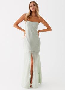 Womens Brea Maxi Dress in the colour Sage in front of a light grey background