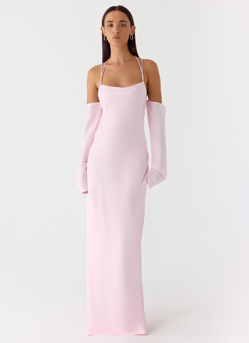 Breathe Me Long Sleeve Maxi Dress - Baby Pink