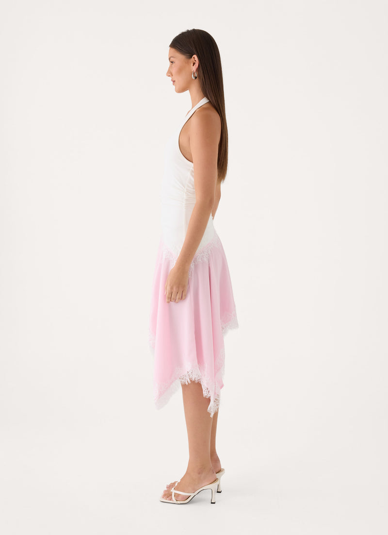 Brionee Midi Dress - White Pink
