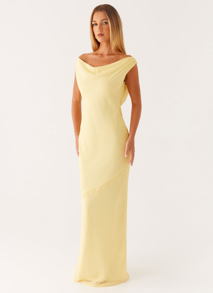 Brittany Chiffon Maxi Dress - Pastel Yellow