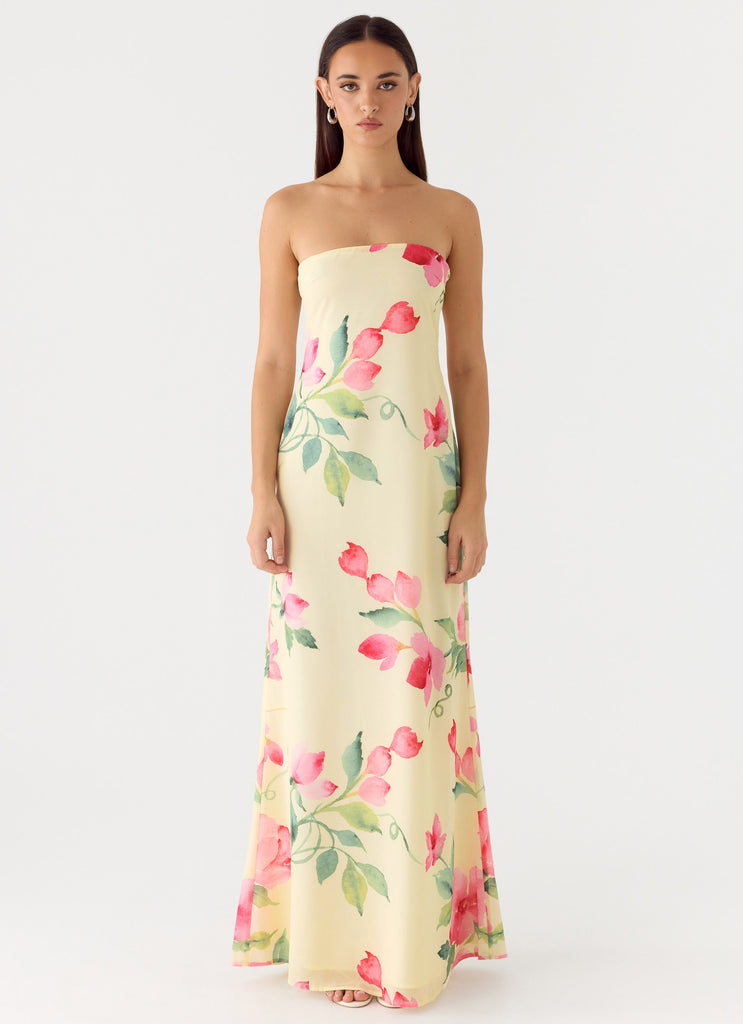 Bronte Strapless Maxi Dress - Lemon Soleil
