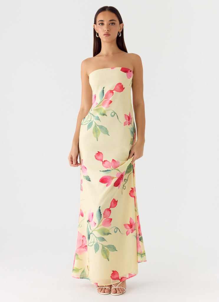 Bronte Strapless Maxi Dress - Lemon Soleil