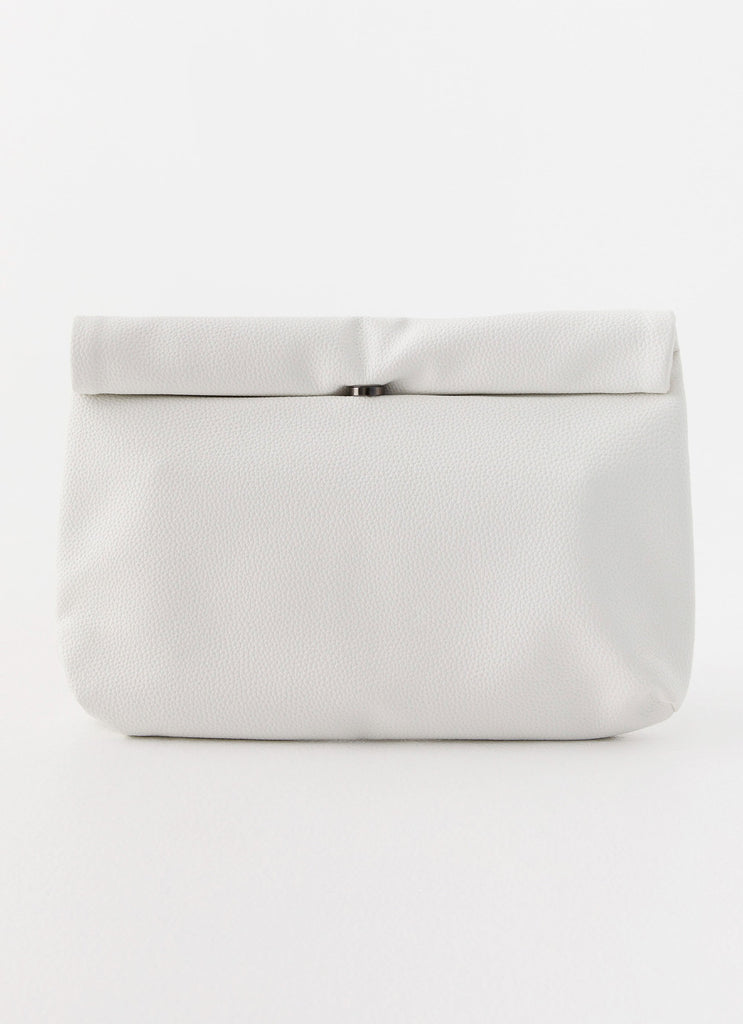 Womens Bunny Clutch Bag in the colour White in front of a light grey background