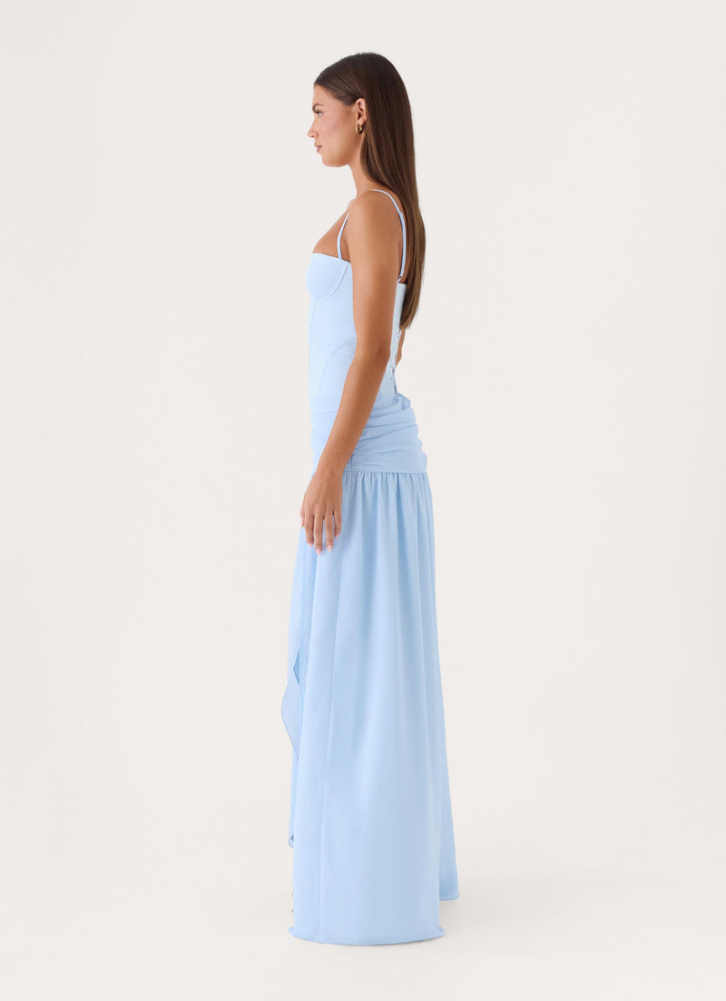 Clemsie Bustier Maxi Dress - Blue