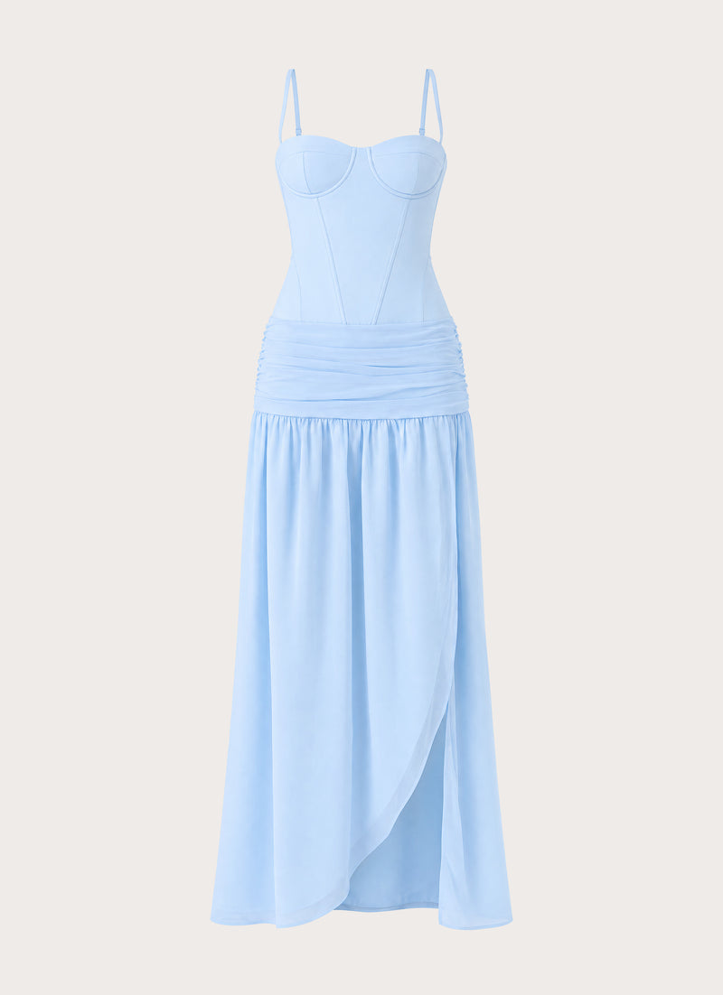 Clemsie Bustier Maxi Dress - Blue