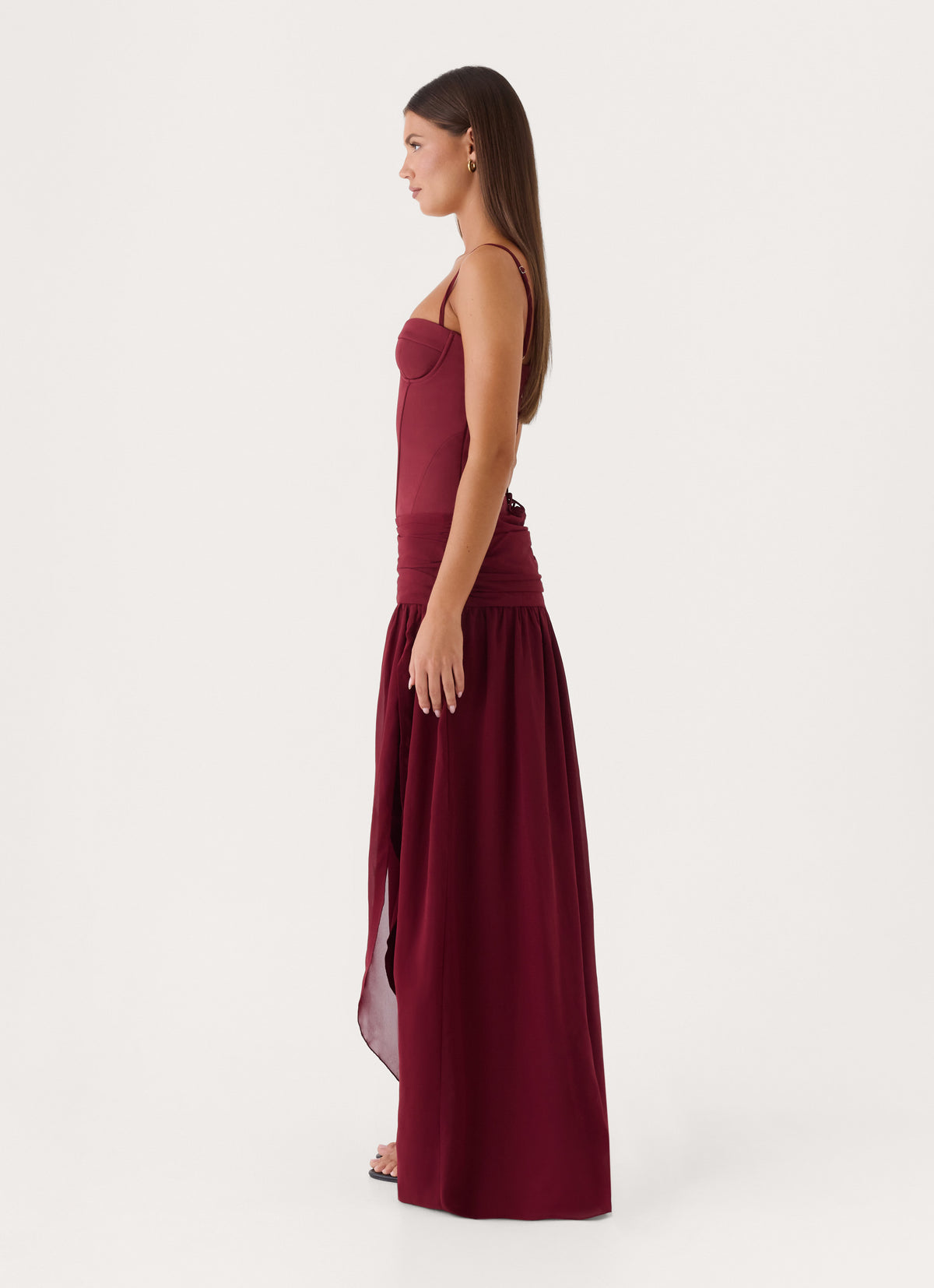 Clemsie Bustier Maxi Dress - Burgundy