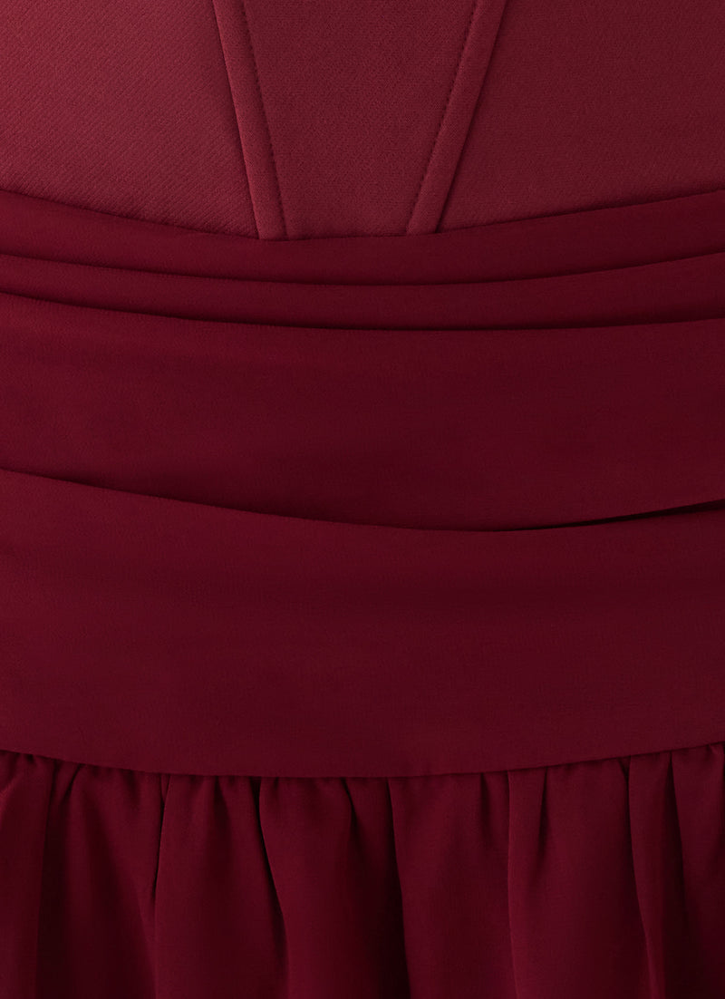 Clemsie Bustier Maxi Dress - Burgundy