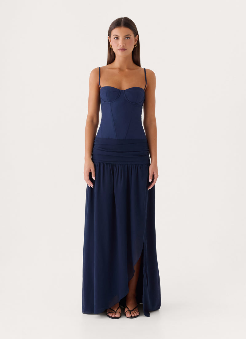 Clemsie Bustier Maxi Dress - Navy