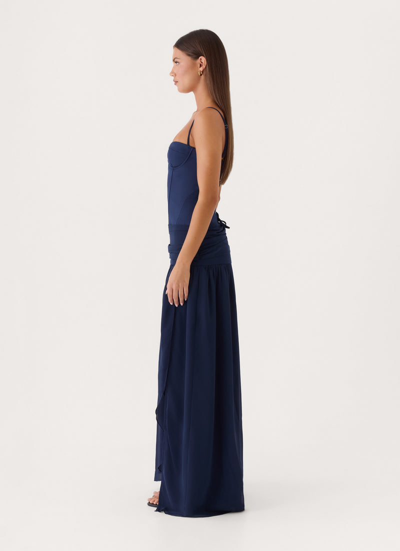 Clemsie Bustier Maxi Dress - Navy