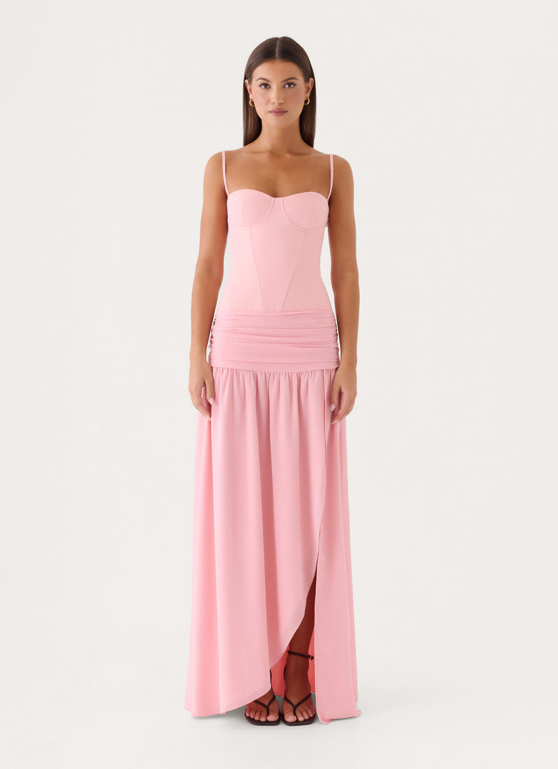 Clemsie Bustier Maxi Dress - Pink Peach