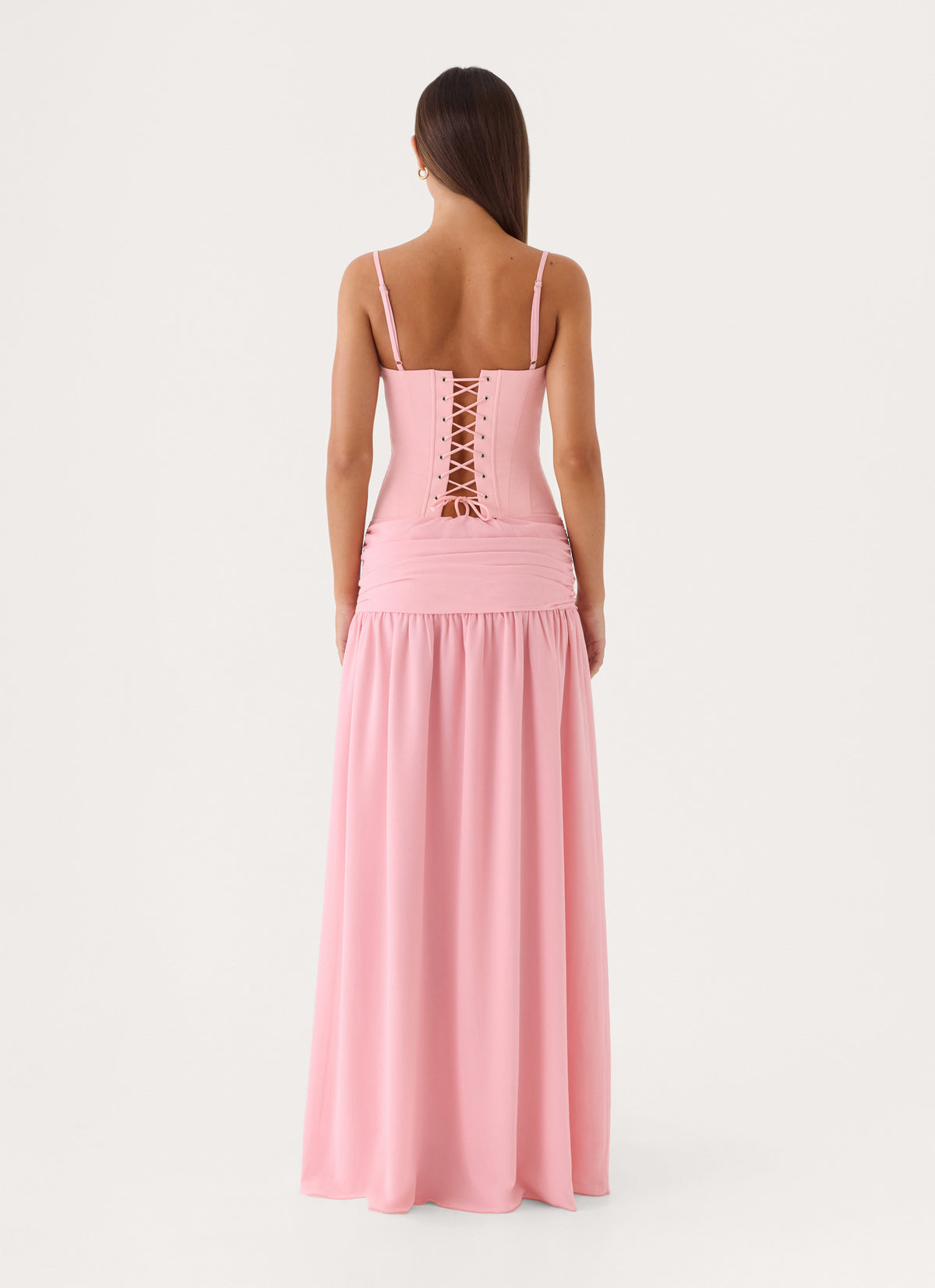 Clemsie Bustier Maxi Dress - Pink Peach