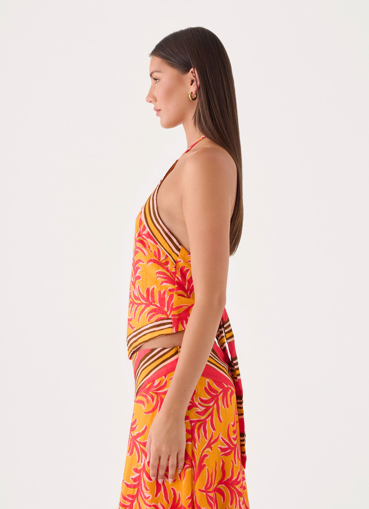 Cabana Crush Scarf Top - Saffron Palm Print