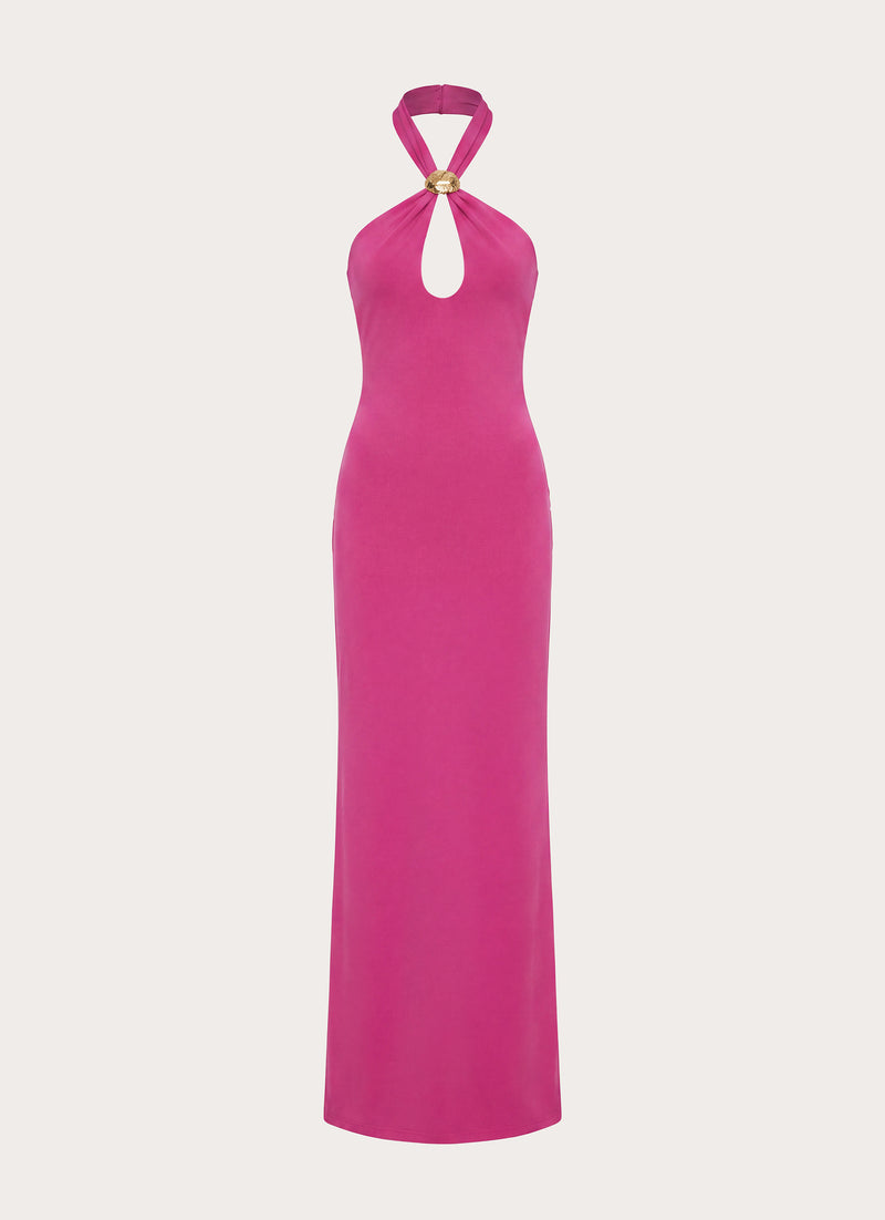 Caelina Halter Maxi Dress - Mulberry Pink