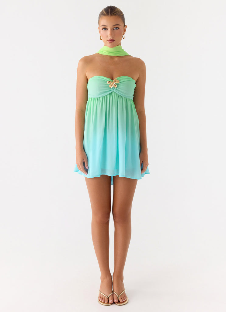 Calantha Scarf Mini Dress - Sea Ombre