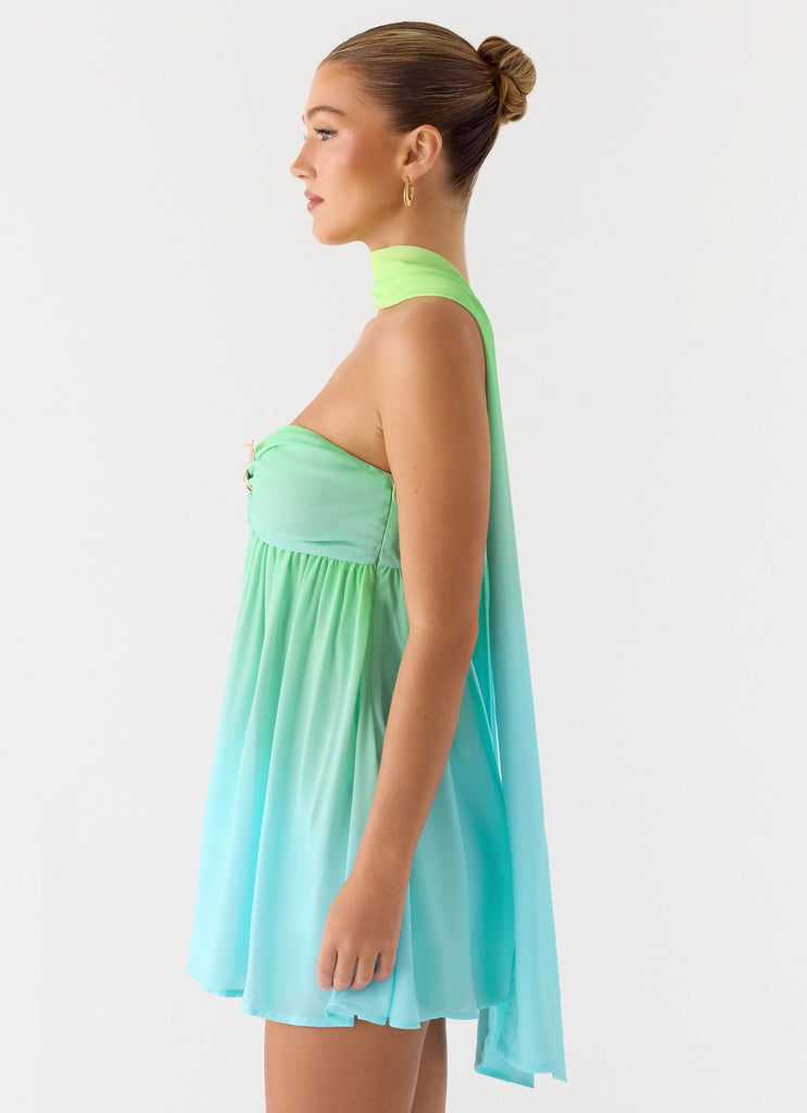 Calantha Scarf Mini Dress - Sea Ombre